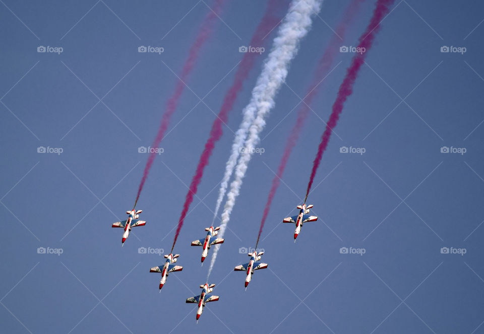 Pakistan Air Force Aerobatics. PAF aerobatics on the National Defence Day.