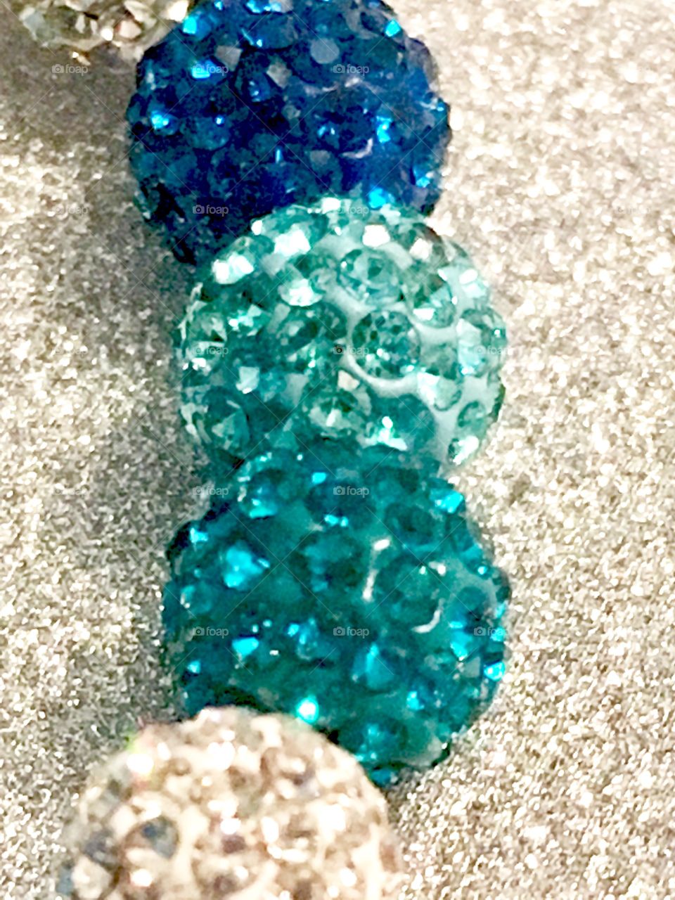 Blue and white sparkle balls