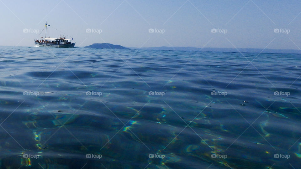 small tourist ship on the sea