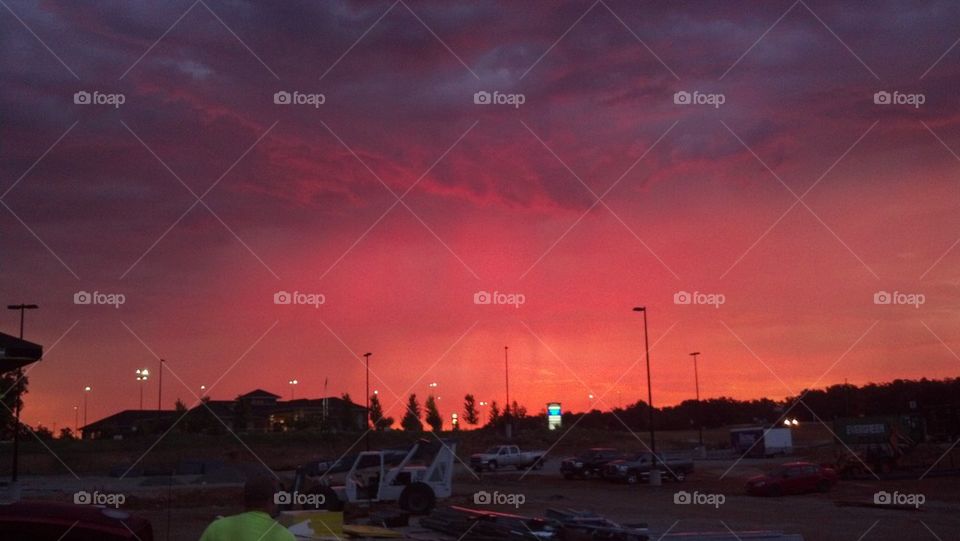 bright red sky