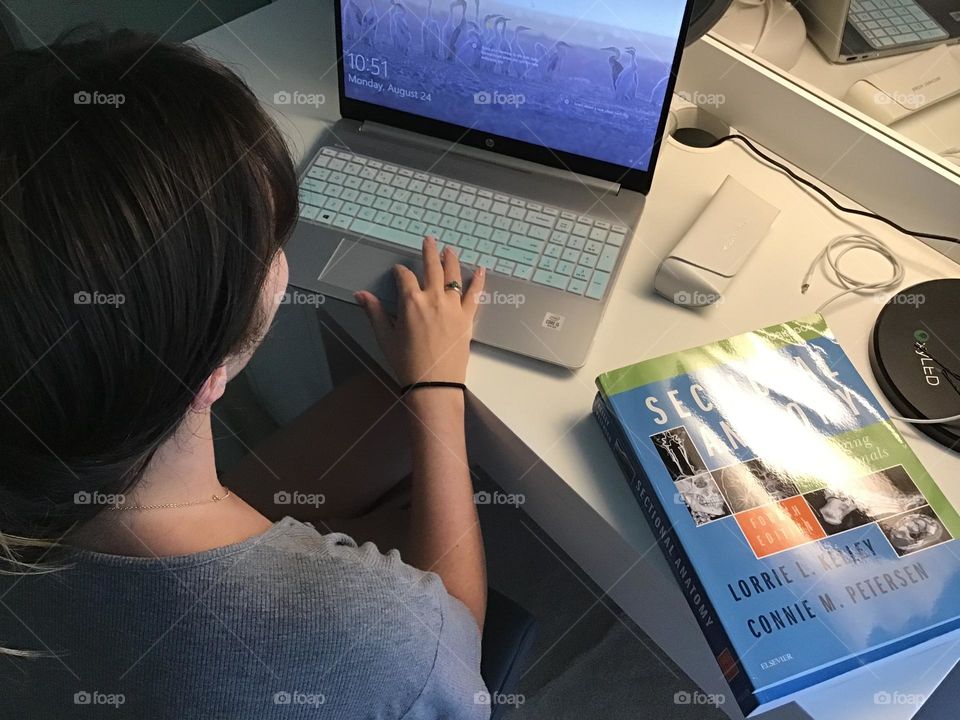 Young woman’s Desk, a place for studying and advancing professional dreams