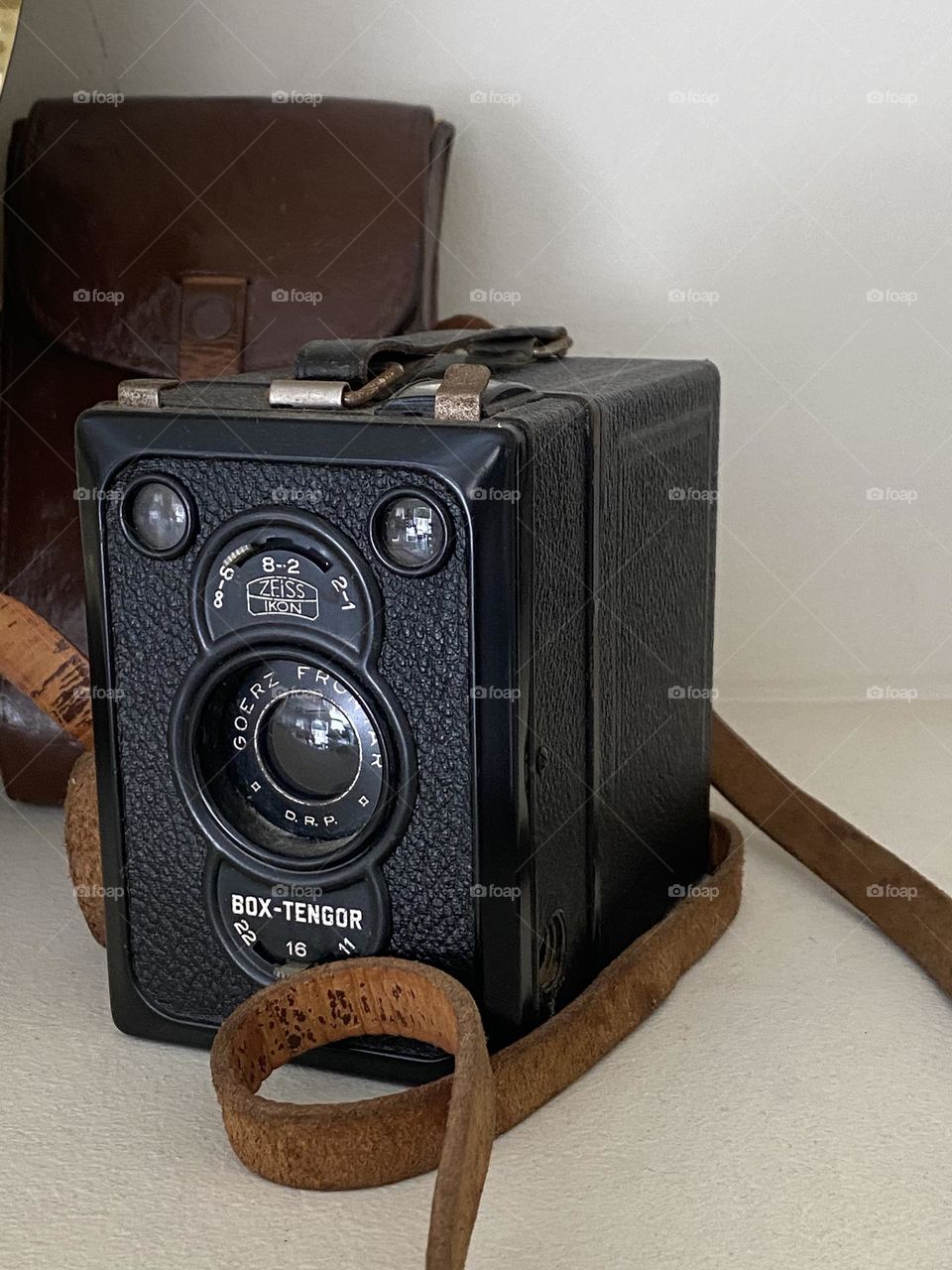 Vintage camera with leather strap 