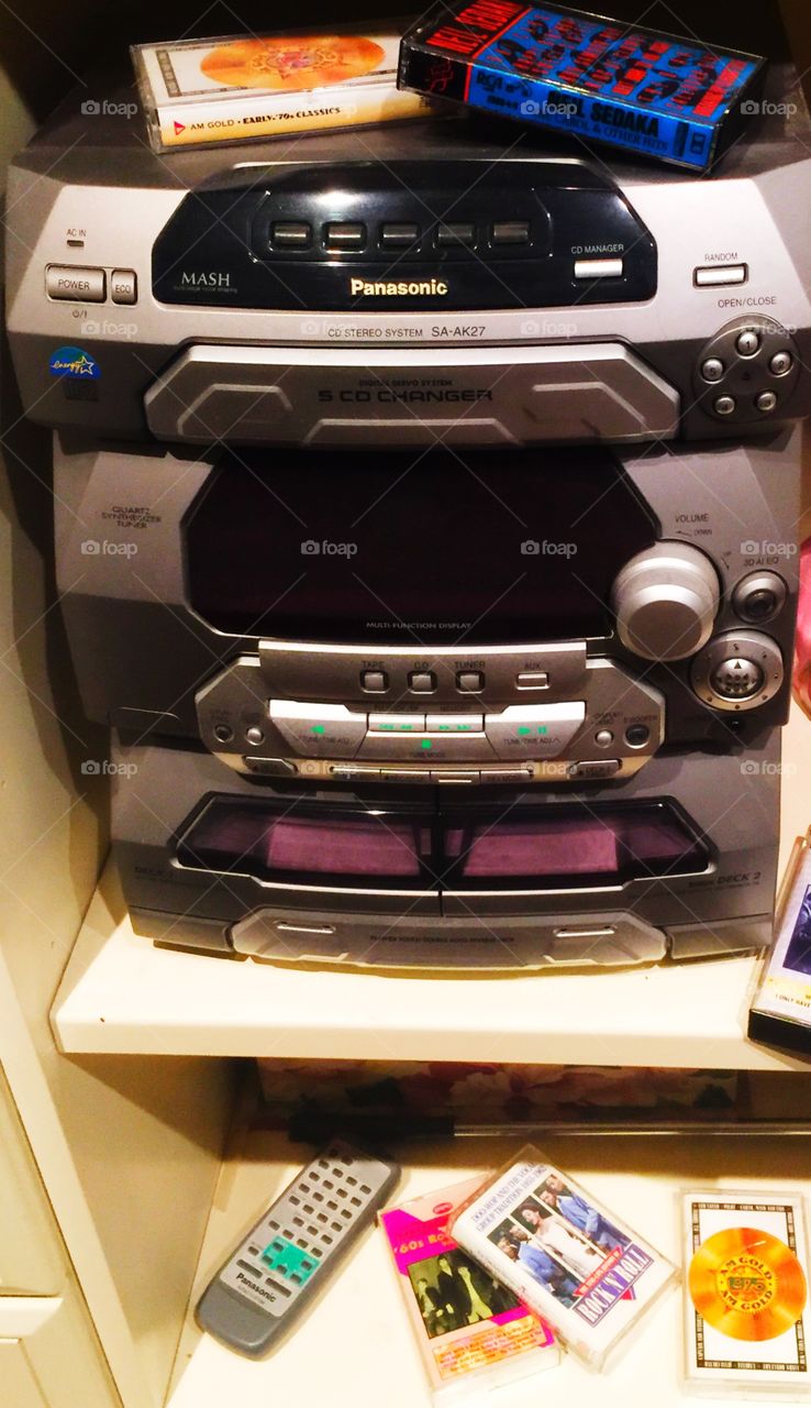 Old CD and cassette tape player 