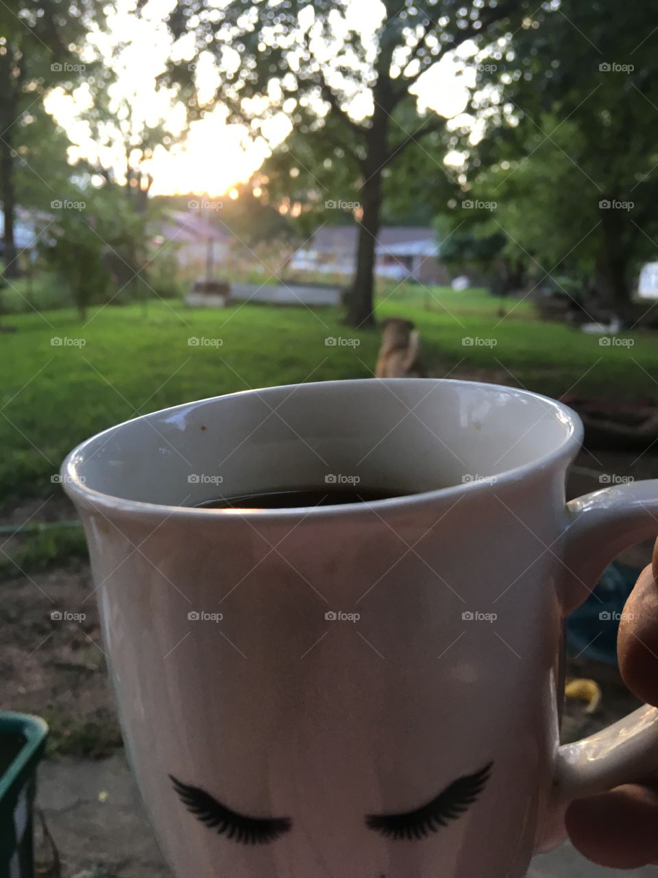 Coffee and the morning sunrise is just breathtaking and relaxing. Watching the morning come alive!