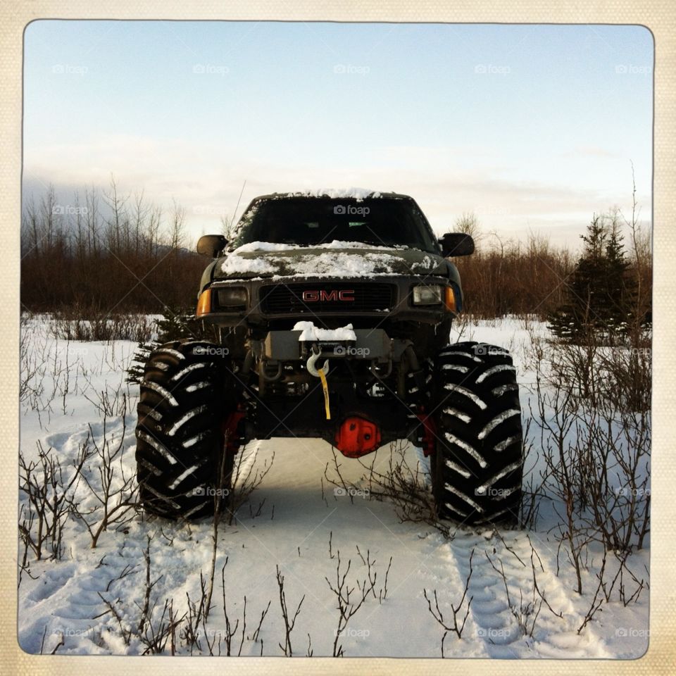 Winter Bogging. Monster trucking, winter adventure. Jim Creek Palmer, AK