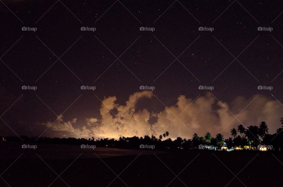 View of beach during night