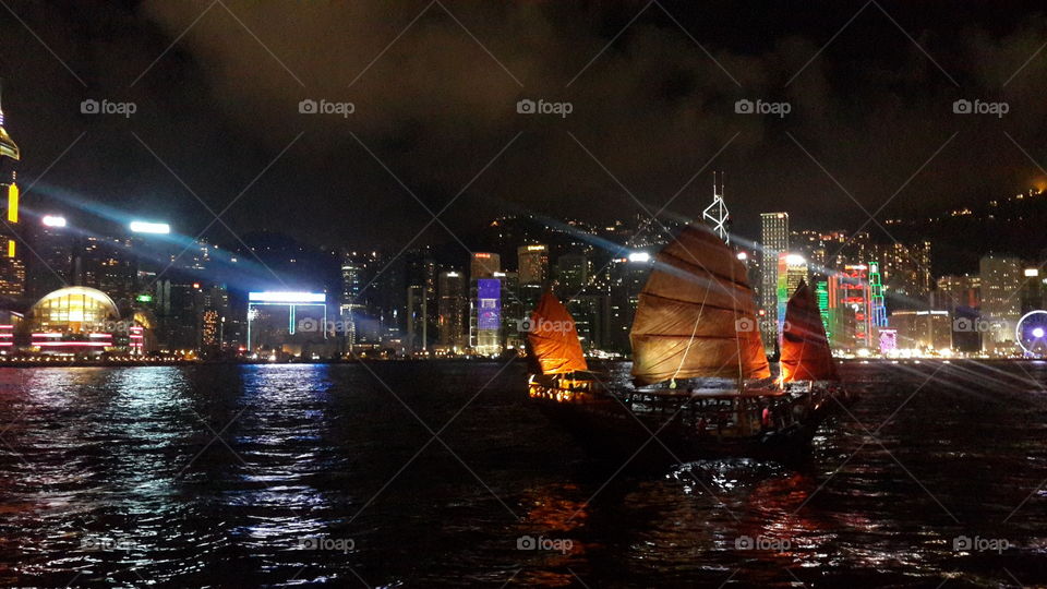 Hongkong boat at Hahor view. View of Hongkong Habor . So nice