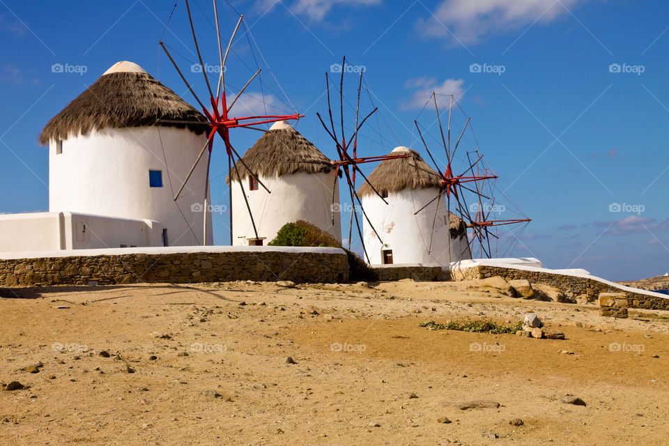 Windmills in Greece. 