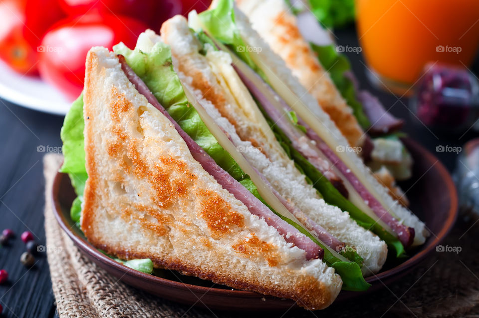 homemade sandwich with salad and meat