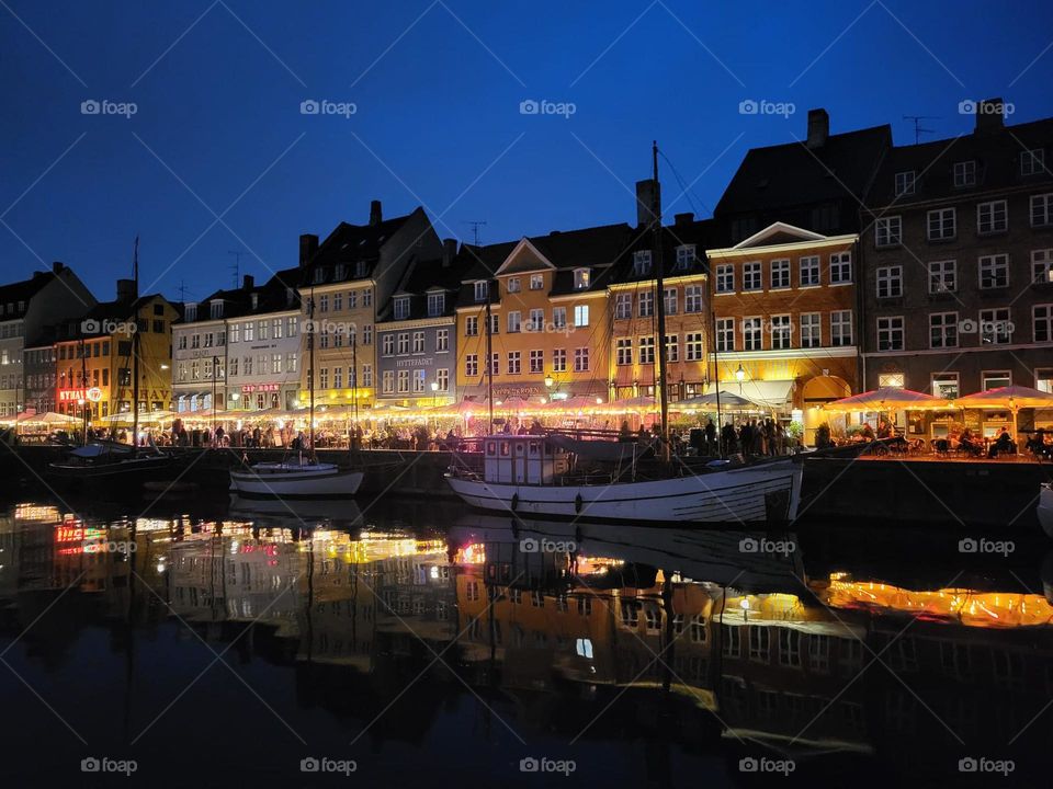 Nyhavn Harbour at night