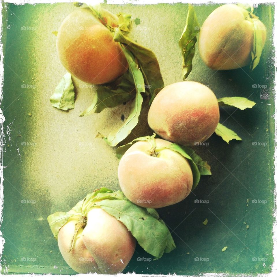 Peaches with leaves