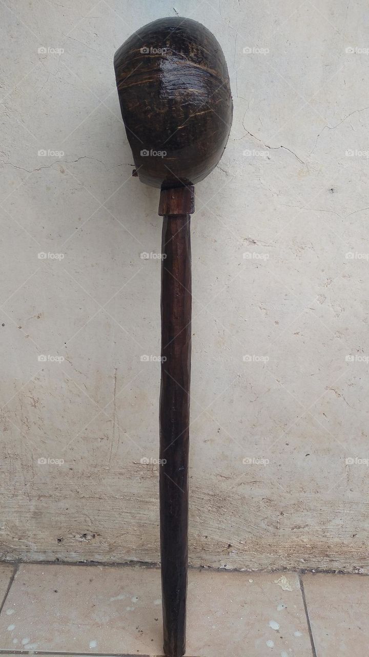 The ancient dipper is made of coconut skin and wood