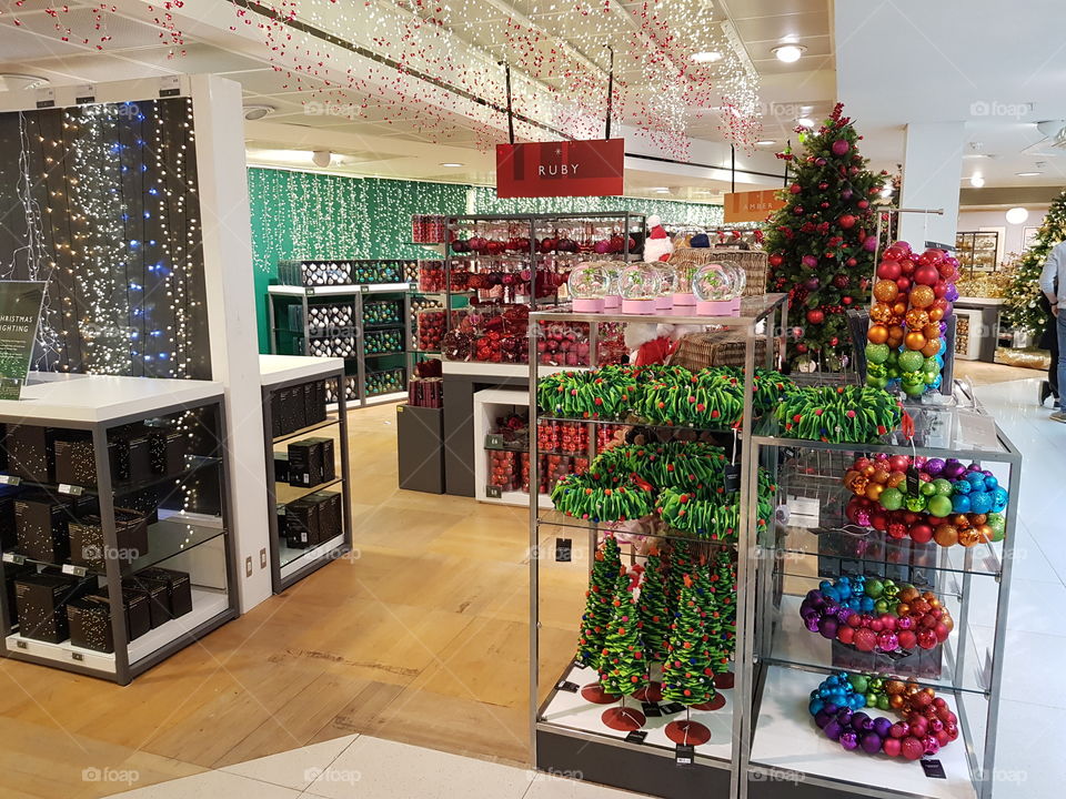 Colourful Christmas decorations at Peter Jones department store Sloane square Chelsea Kings road London