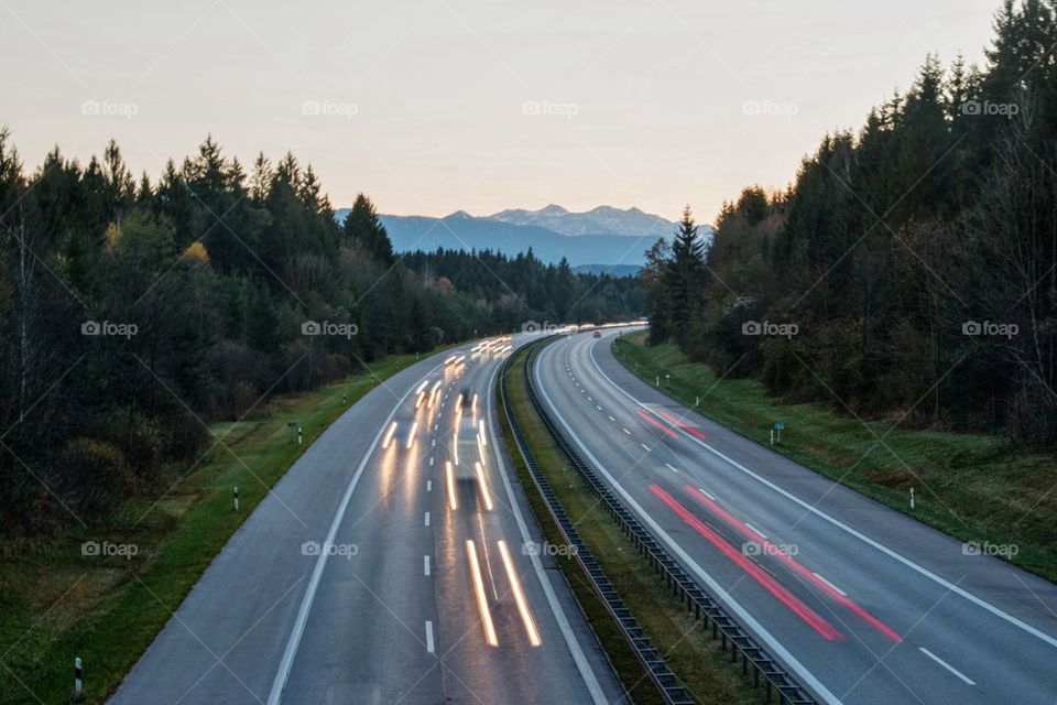 The German autobahn at night 