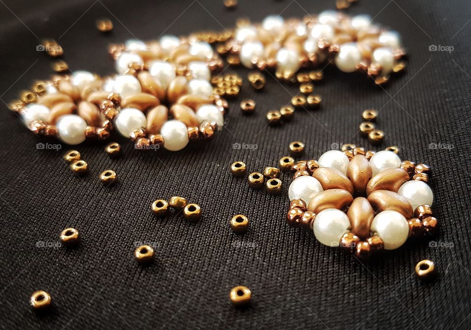 gold and pearl bead works
