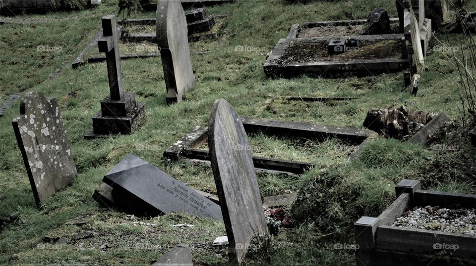 A grave falls in on itself in Wales. 
