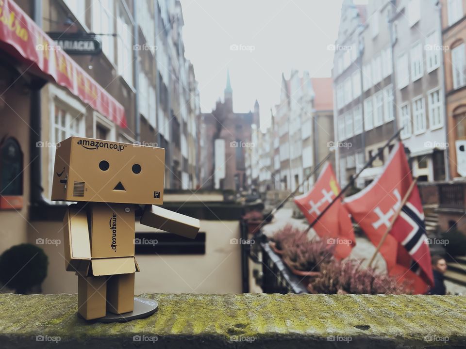 Toy against buildings