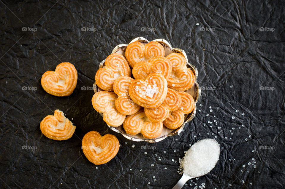 Heart shaped sugar cookies.