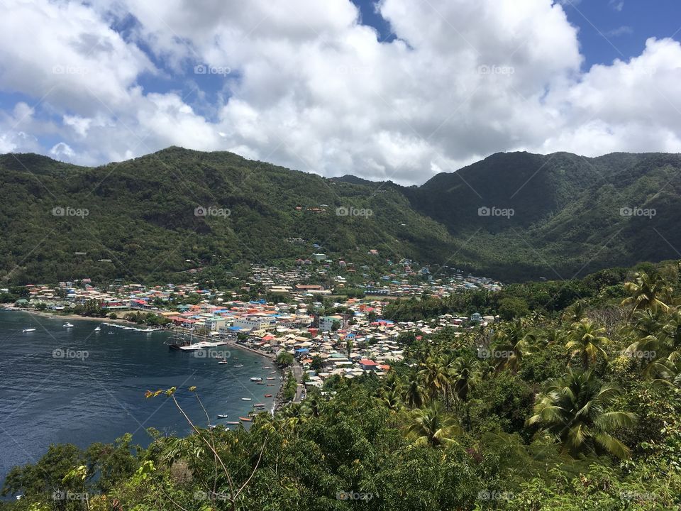 St Lucia island town and bay