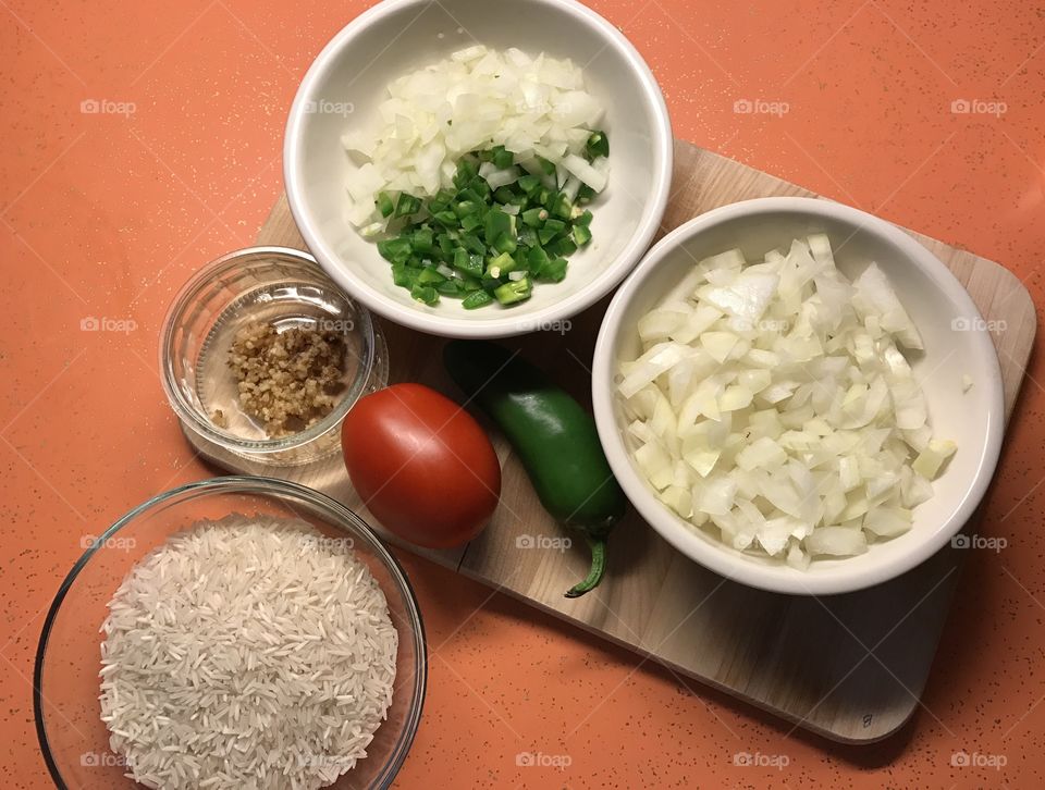 Some ingredients for spanish rice