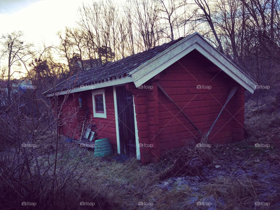 Small red cottage