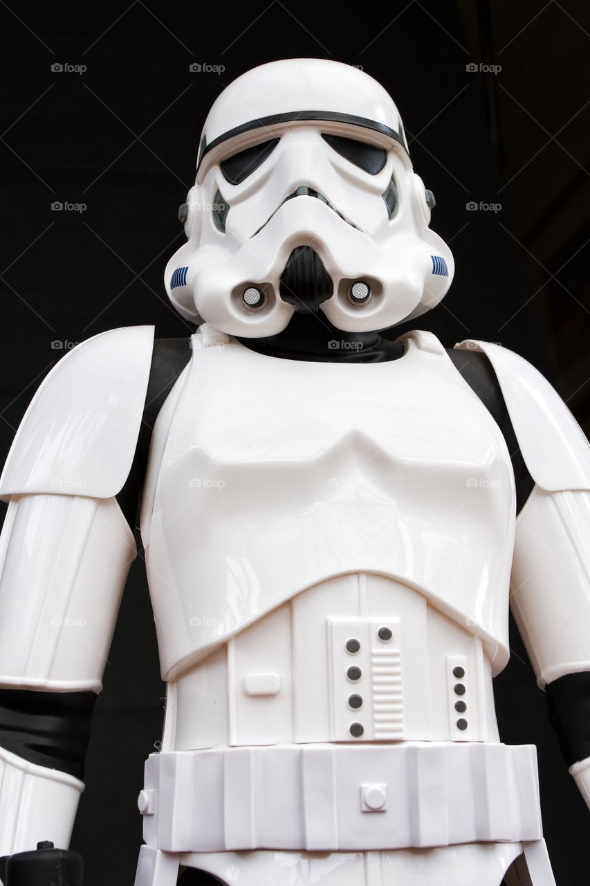 A Star Wars Stormtrooper on a black background.