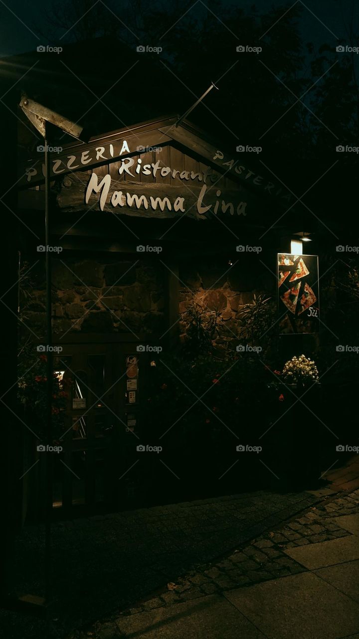 very beautiful cafe in the form of an ancient house like in cartoons about witches