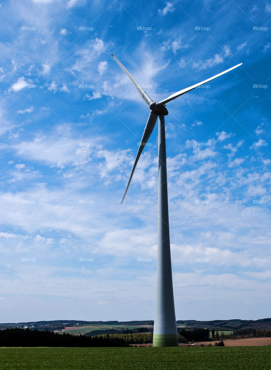 Wind turbine, rural area, green energy