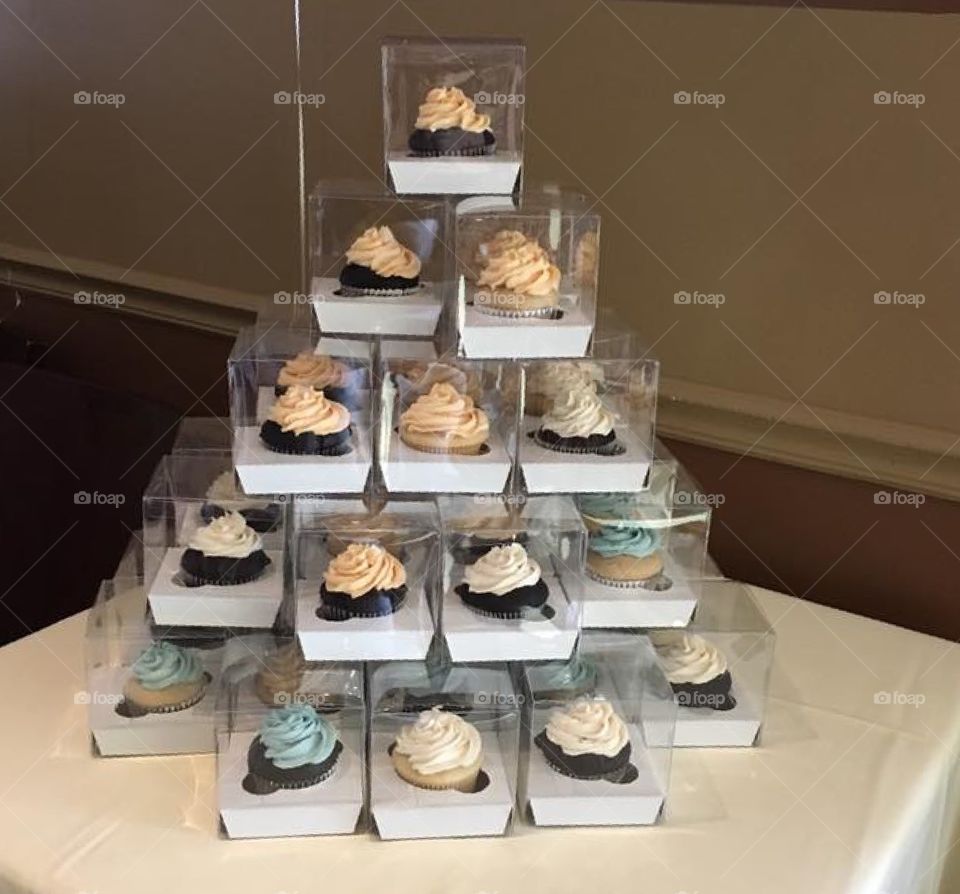 Beautiful cupcake tower for bridal shower.