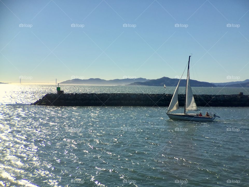 Sailboat, seascape 