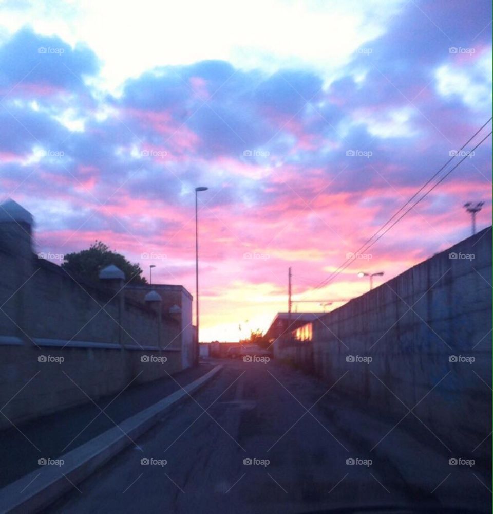 Sunset on the street 