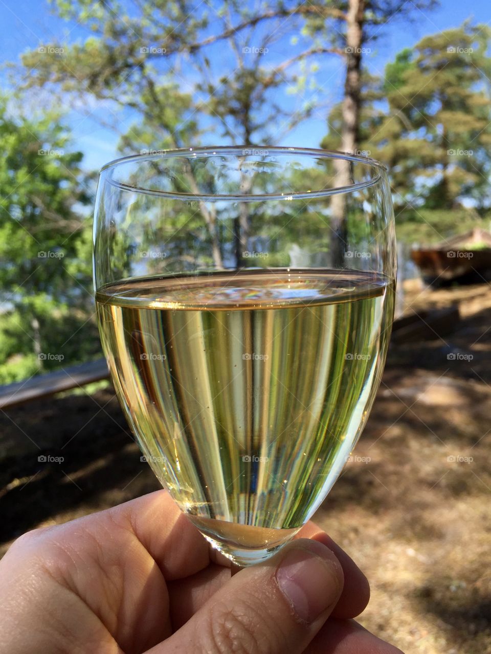 Close-up of hand holding wineglass
