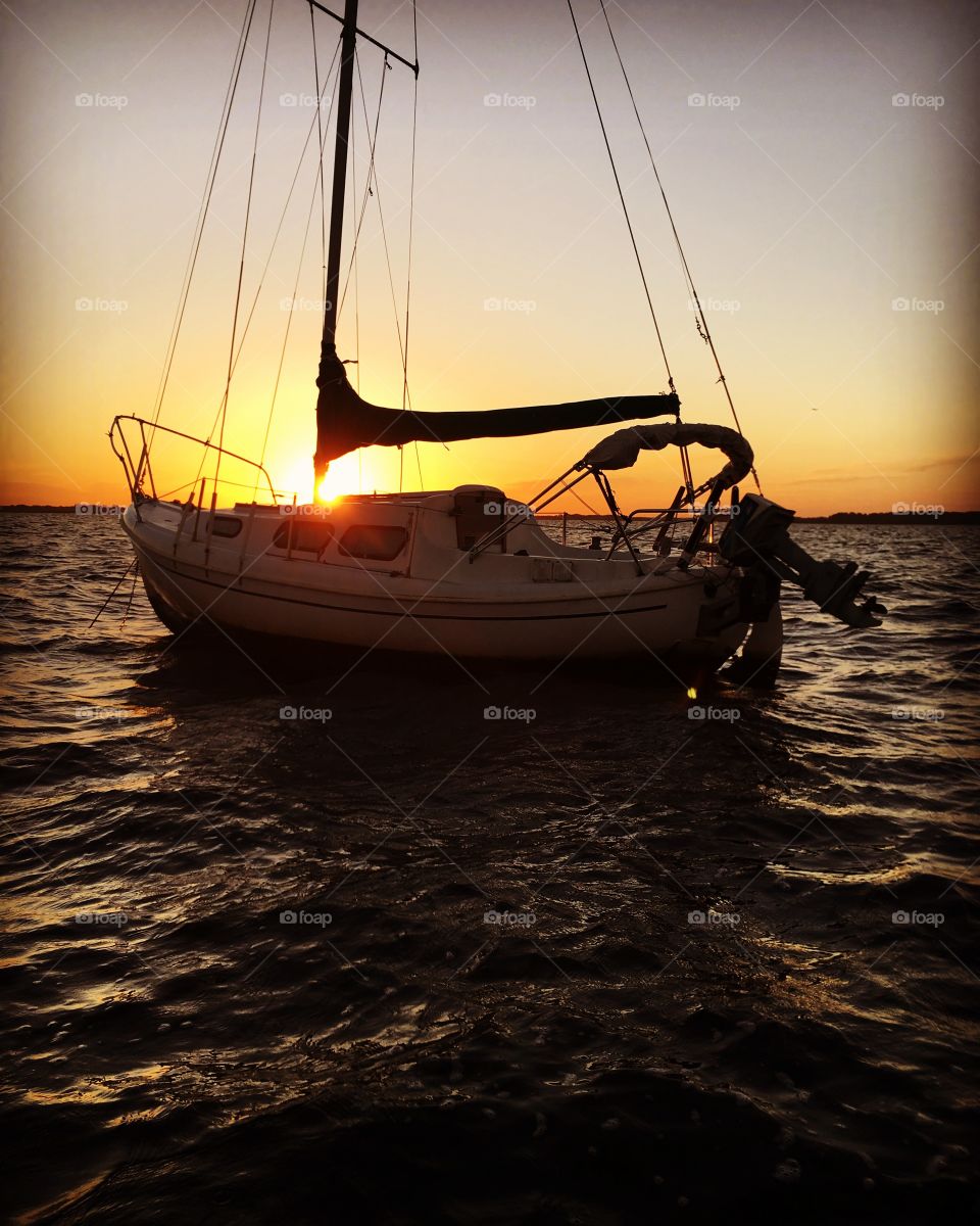 Water, Boat, Sailboat, Watercraft, Sunset