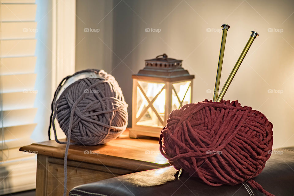 Ball of wool with knitting needle
