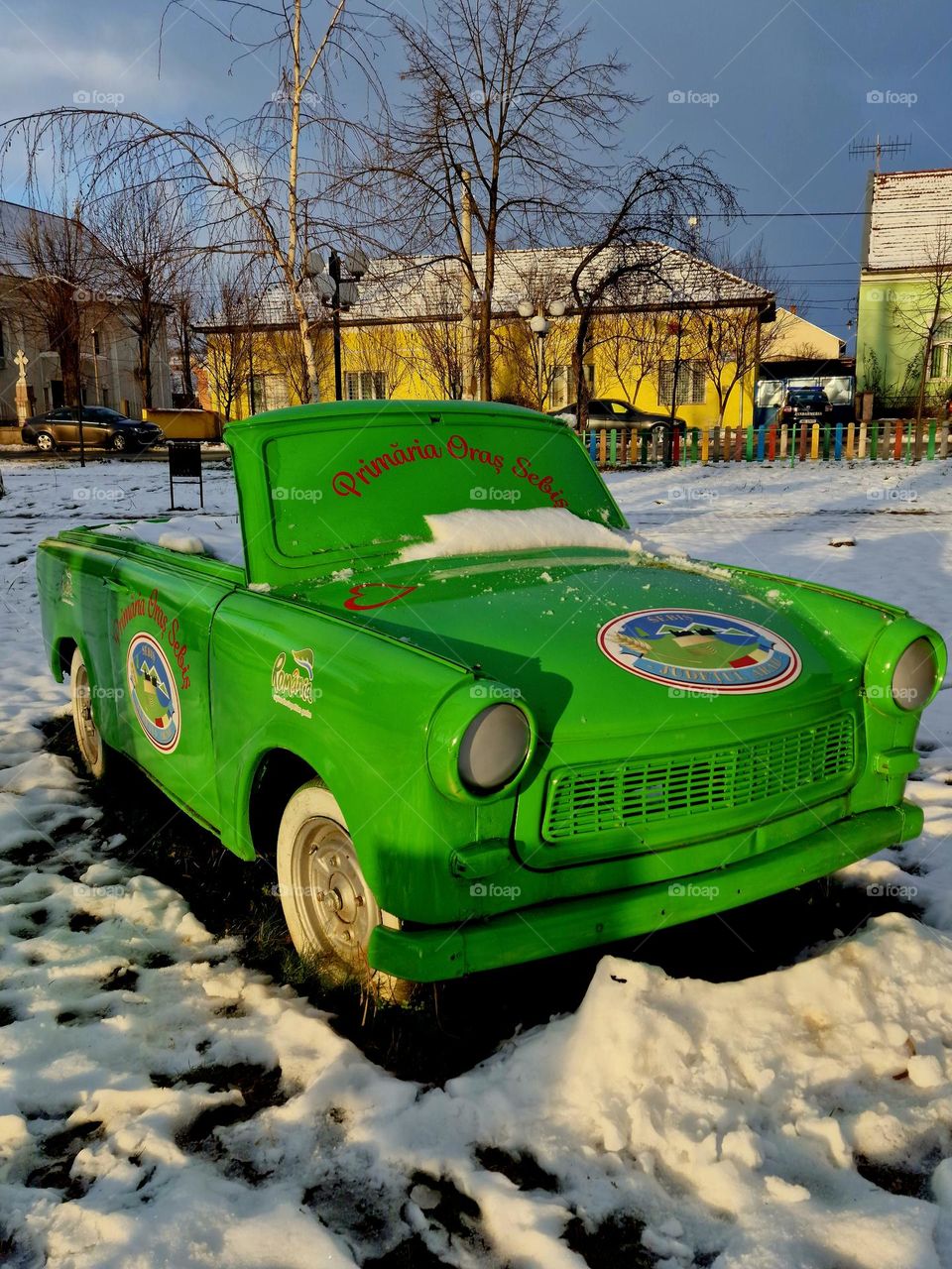 vintage green car