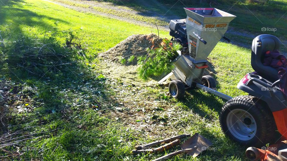 Shredding some brush into mulch