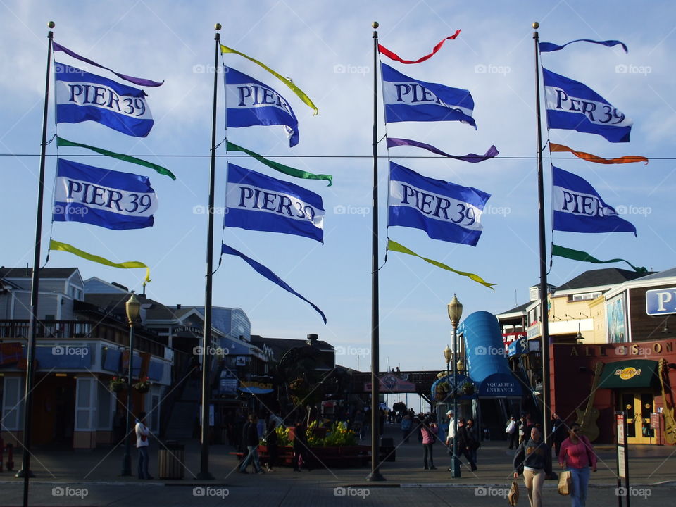 pier 39 flags in San Francisco