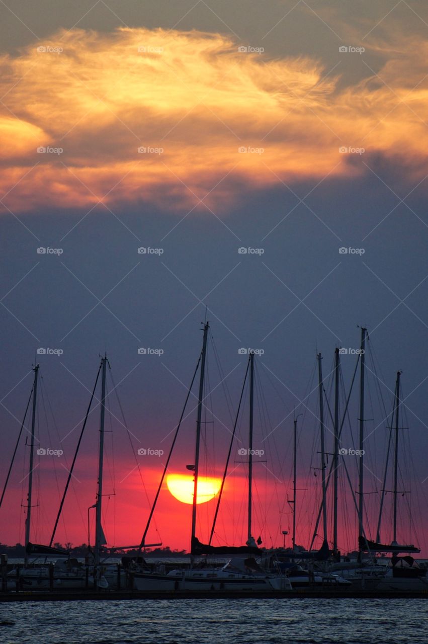 Sunset in the port 