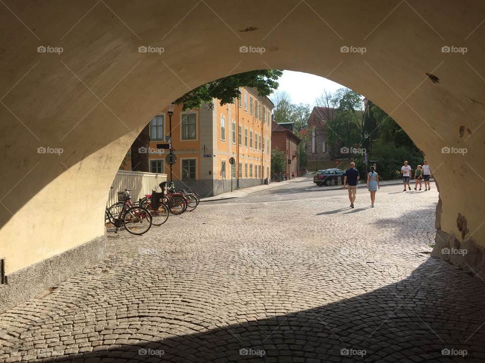 View through a portal in summertime 