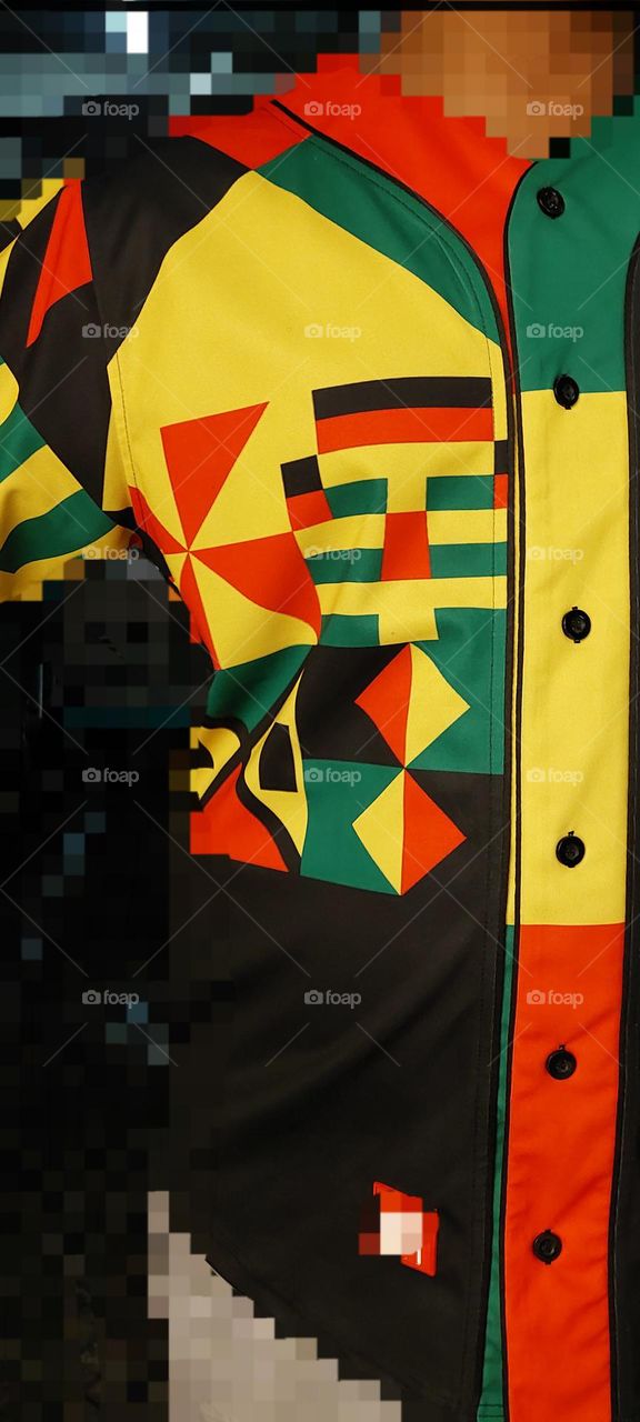 Bright yellow, red and green shirt