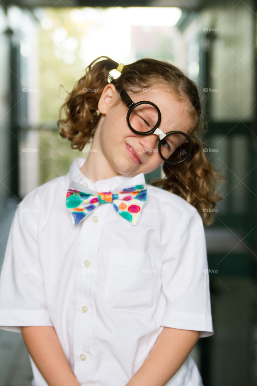 Girl dressed like nerd