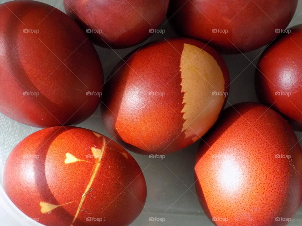 Easter eggs dyed with onion skins