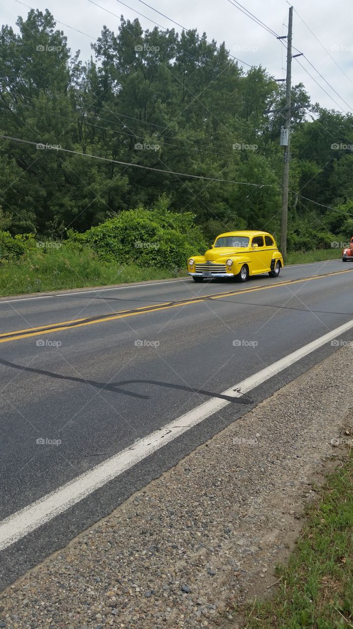 antique yellow car