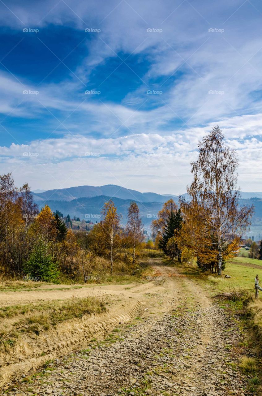 Carpathian mountains in the autumn season
