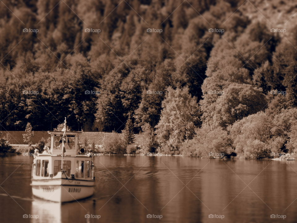 Ship on a lake [sepia]