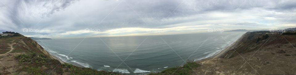 Overlooking the Pacific Ocean. Daly City, California 