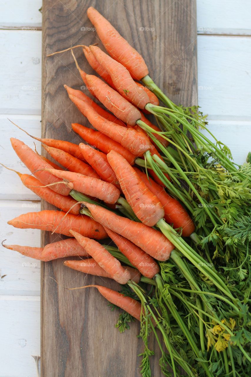 Carrots on wood