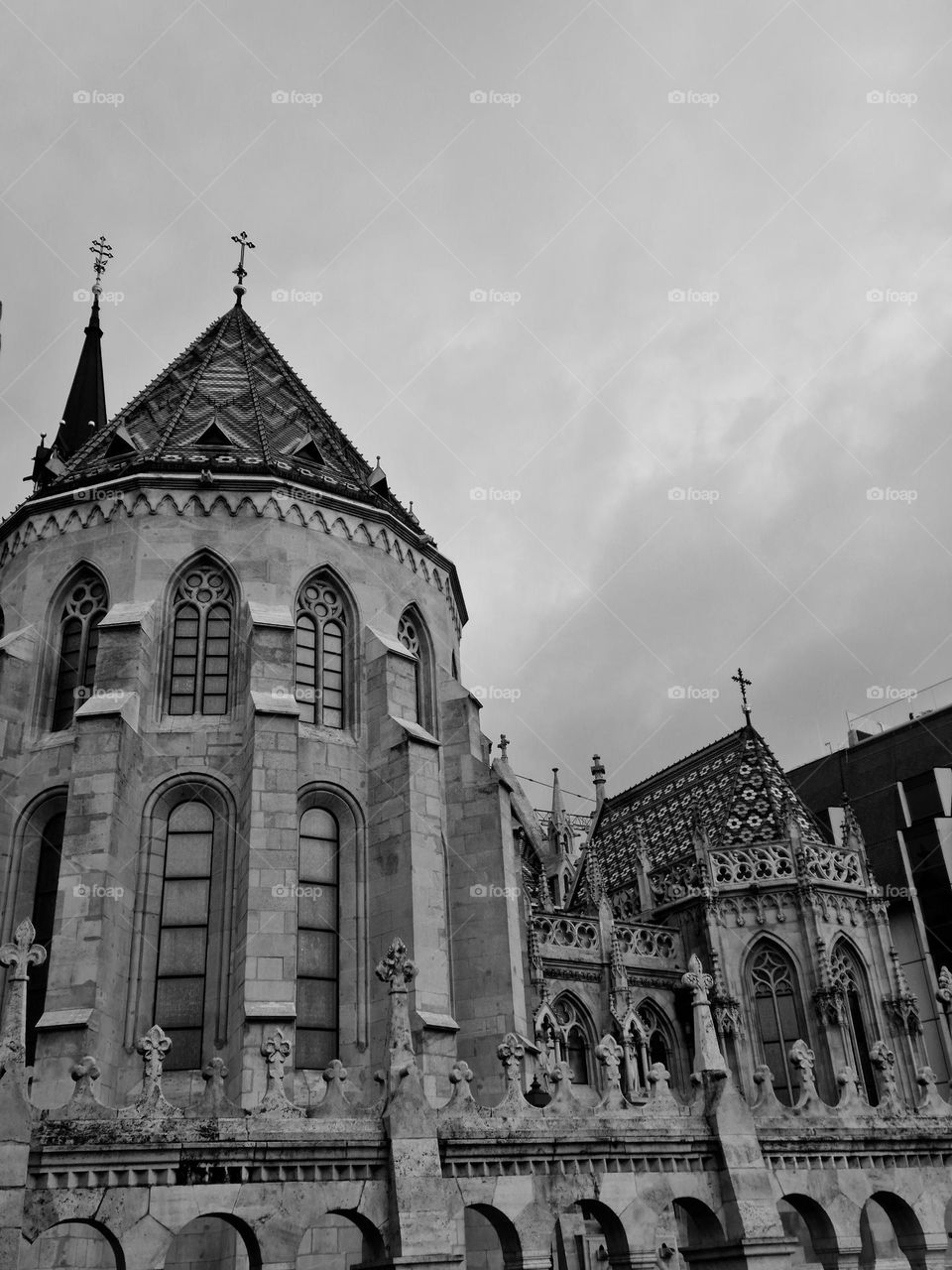 Matyas church in black and white