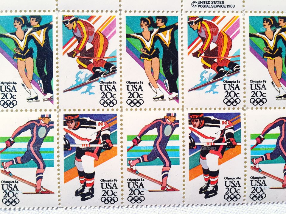 1984 USA winter Olympics stamps.