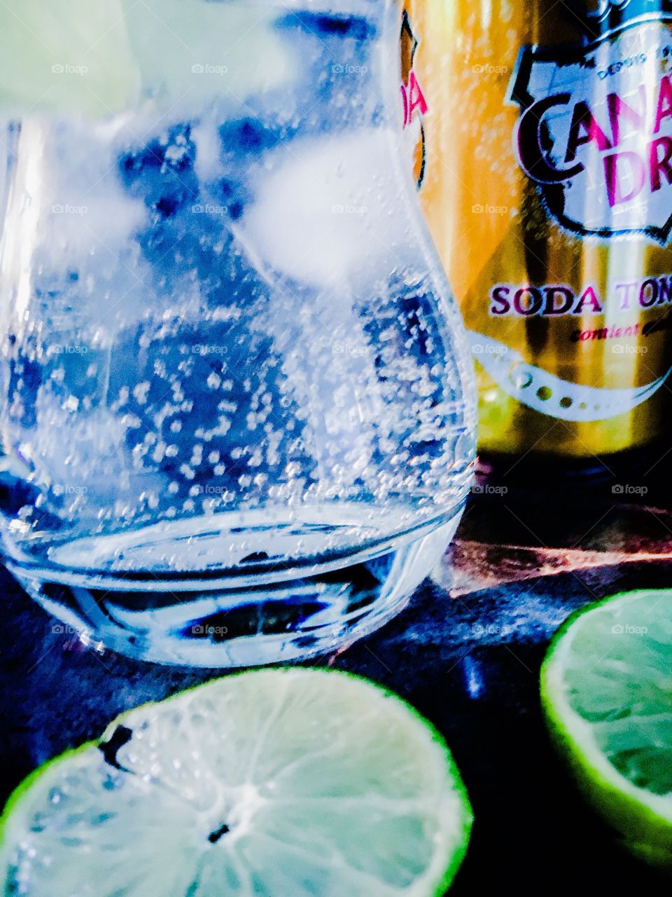 Ice cold tonic water and lime